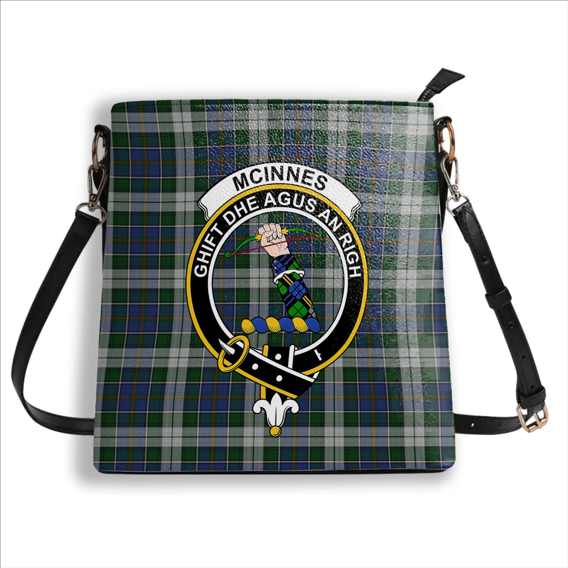 ScotsTee Shop Scottish McInnes Dress Crest Tartan Bucket Bag Ladies Shoulder Bag Midi