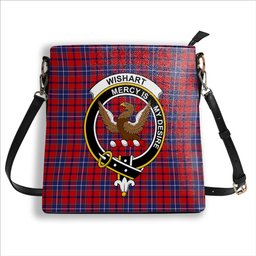 ScotsTee Shop Scottish Wishart Crest Tartan Bucket Bag Ladies Shoulder Bag Midi
