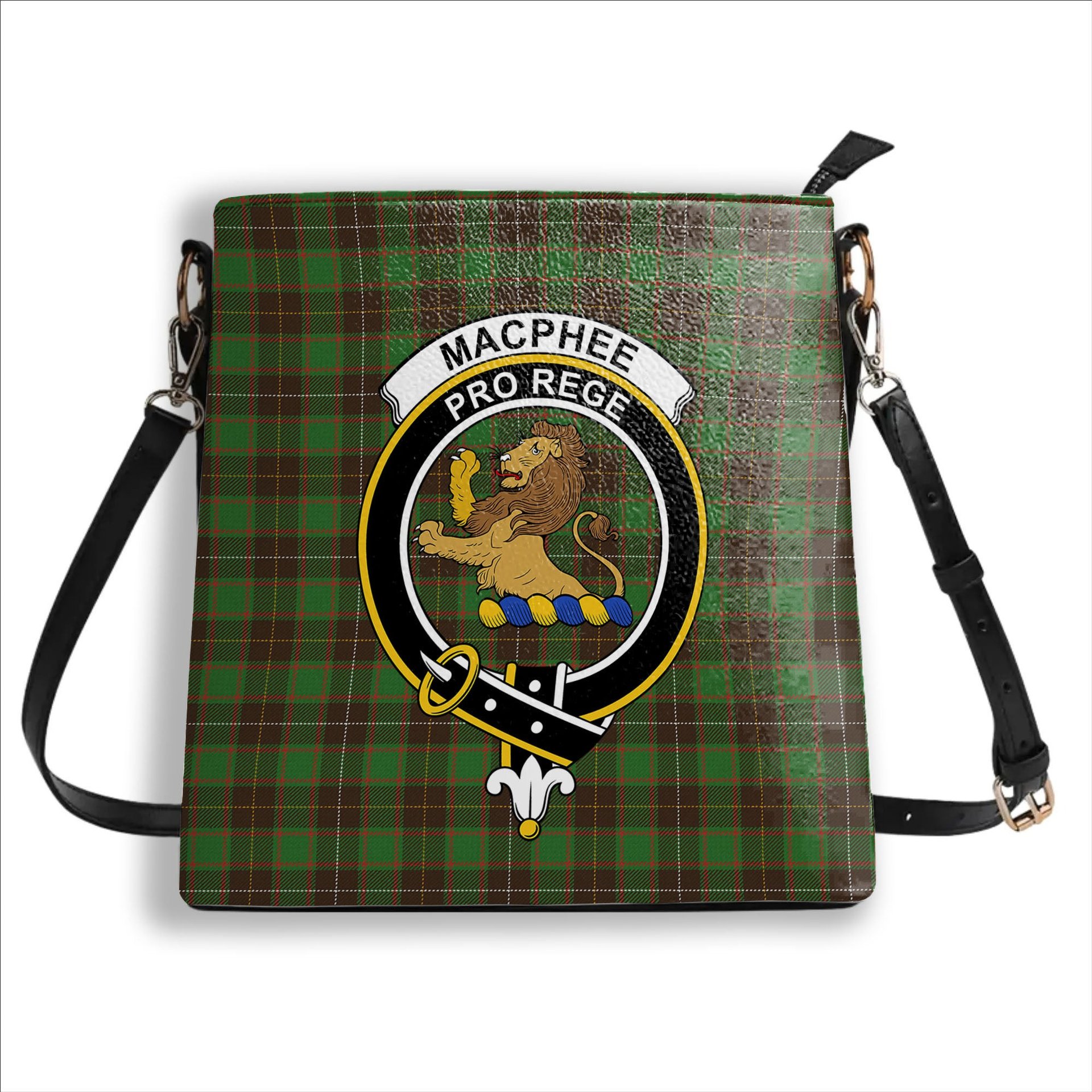 ScotsTee Shop Scottish MacPhee Hunting Ancient Crest Tartan Bucket Bag Ladies Shoulder Bag Midi