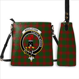 ScotsTee Shop Scottish Middleton Crest Tartan Bucket Bag Ladies Shoulder Bag Midi