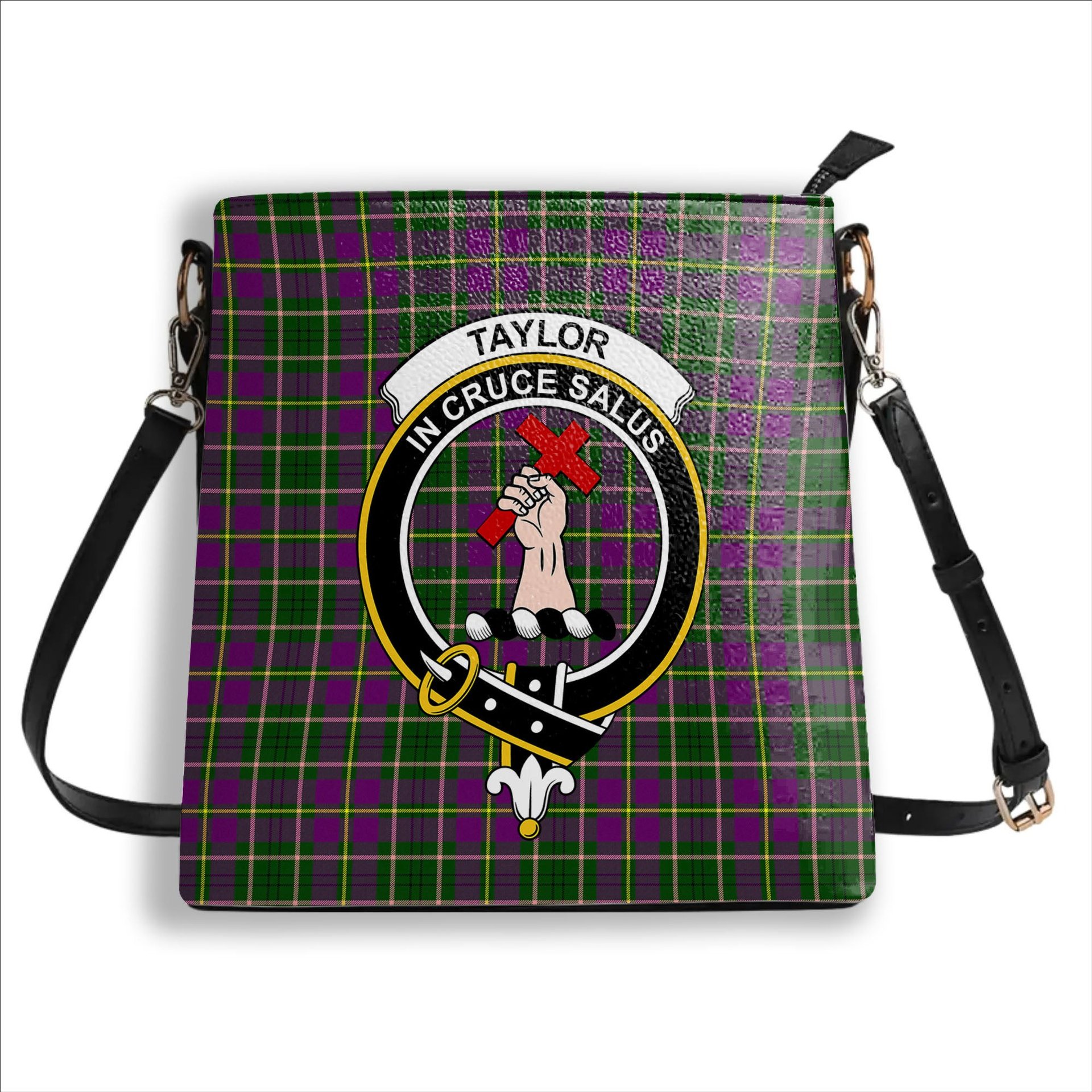 ScotsTee Shop Scottish Taylor Crest Tartan Bucket Bag Ladies Shoulder Bag Midi