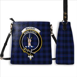 ScotsTee Shop Scottish MacKay Blue Modern Crest Tartan Bucket Bag Ladies Shoulder Bag Midi