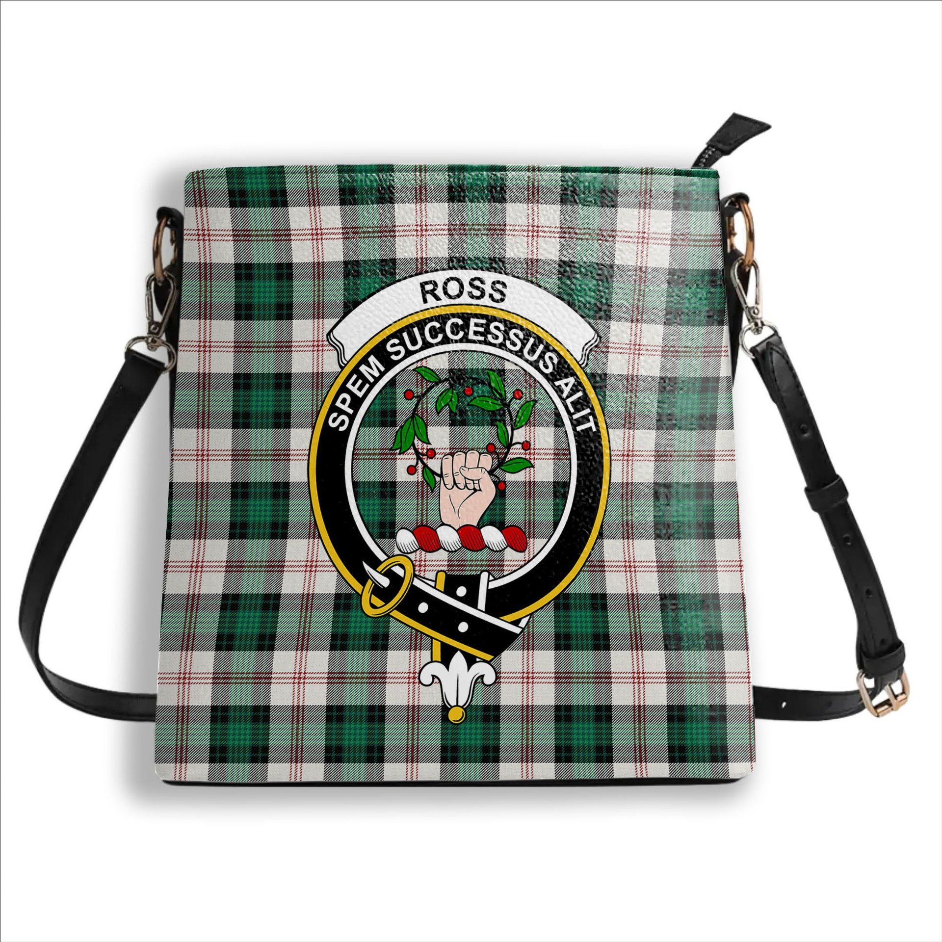 ScotsTee Shop Scottish Ross Arisaid Modern Crest Tartan Bucket Bag Ladies Shoulder Bag Midi