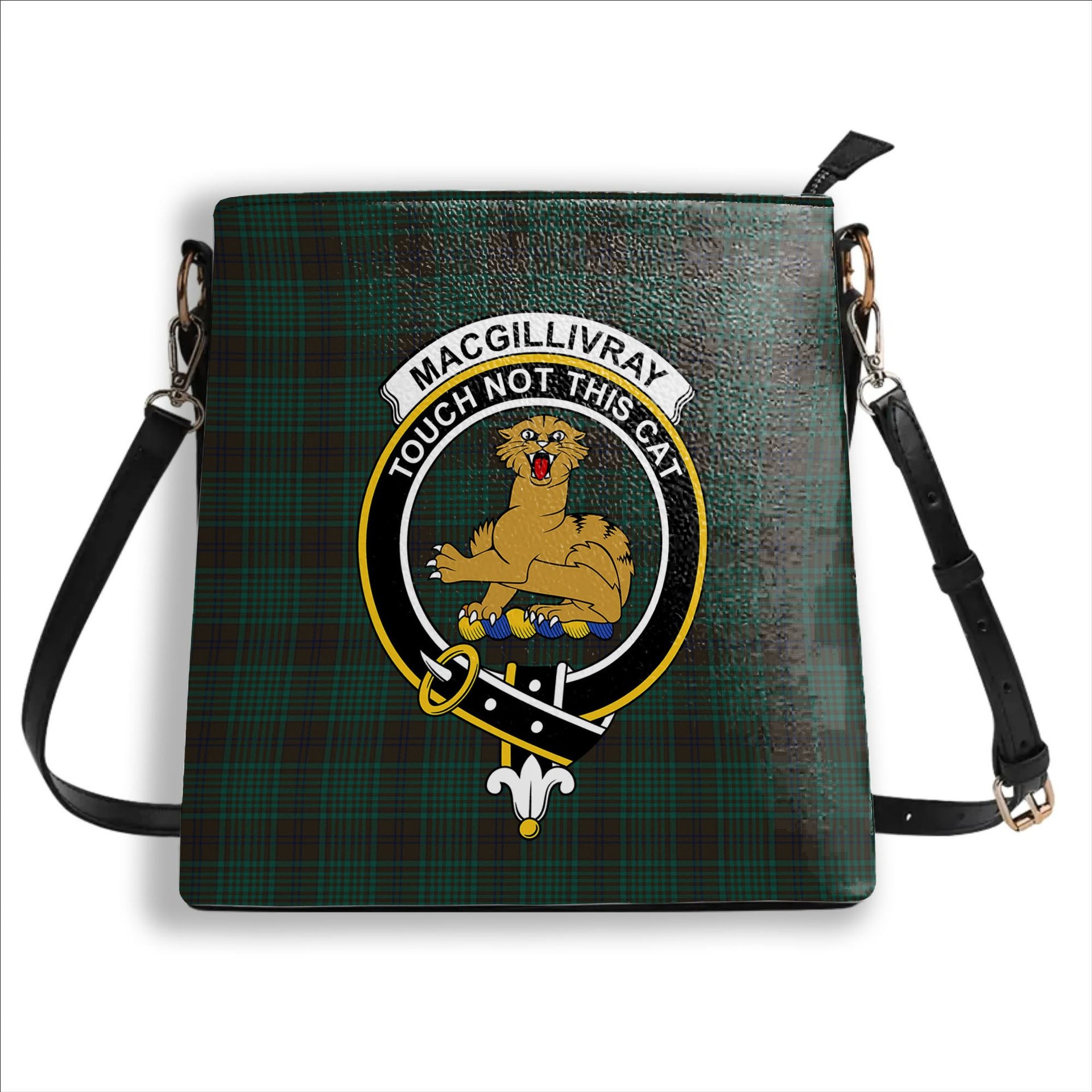 ScotsTee Shop Scottish MacGillivray Hunting Modern Crest Tartan Bucket Bag Ladies Shoulder Bag Midi