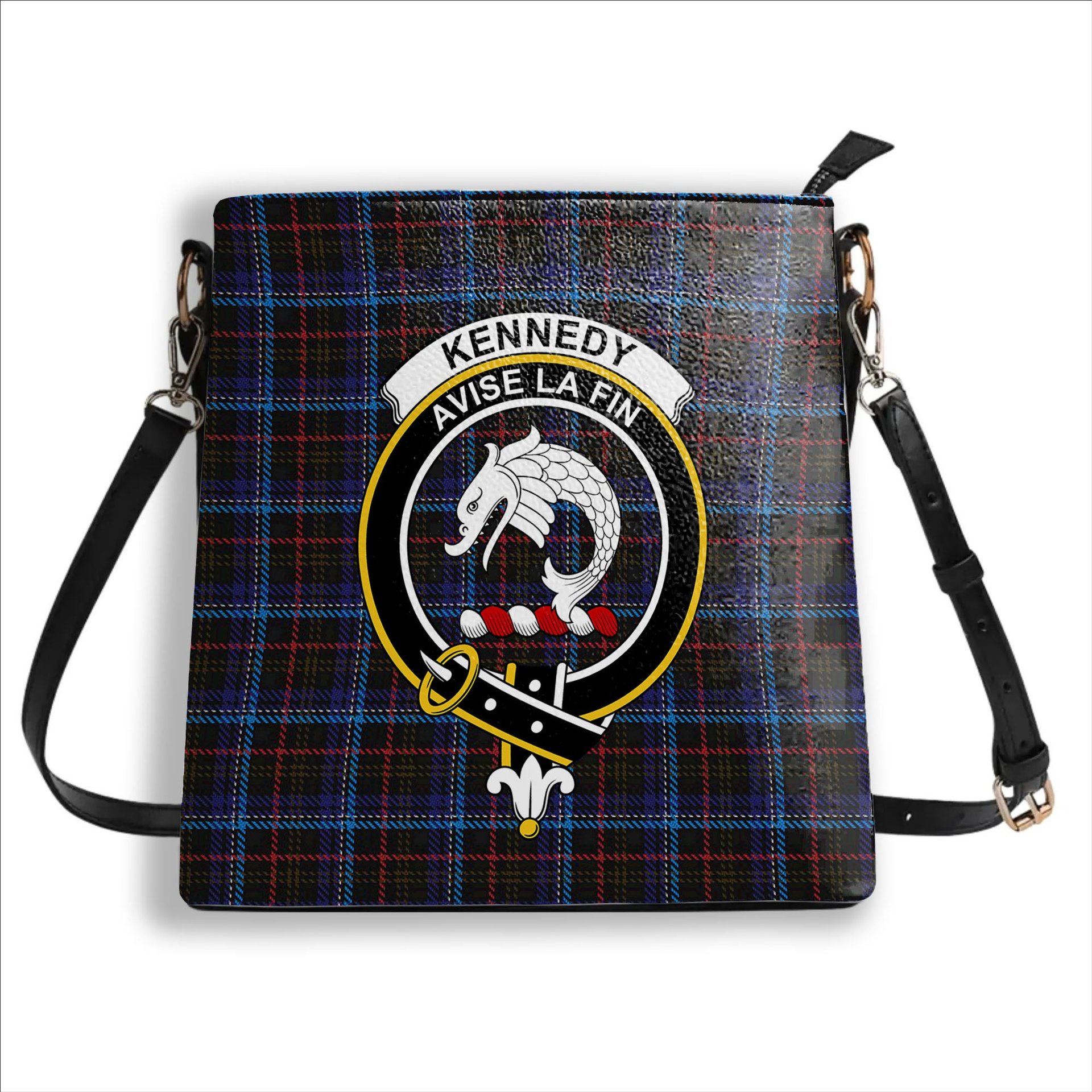 ScotsTee Shop Scottish Kennedy Irish Crest Tartan Bucket Bag Ladies Shoulder Bag Midi