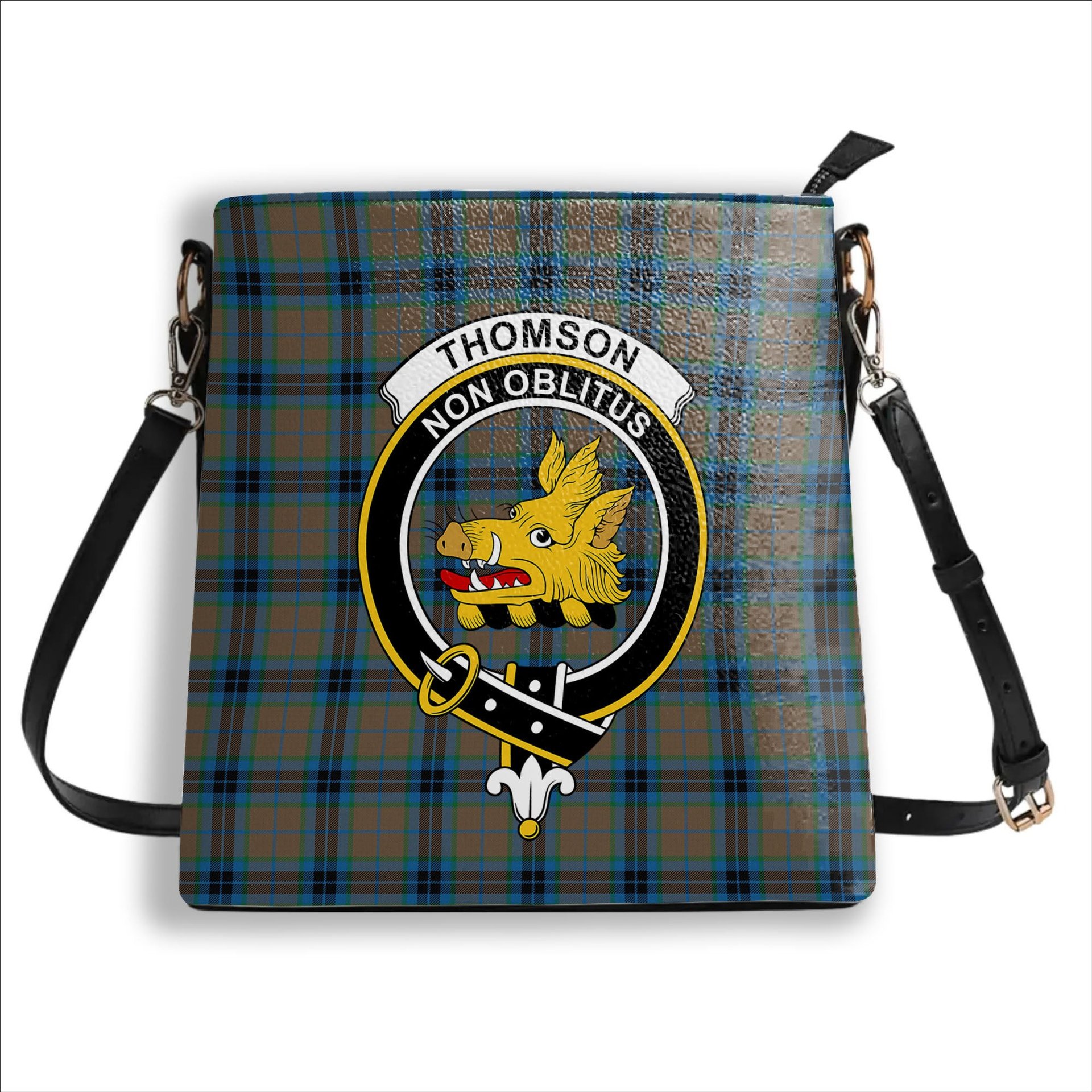 ScotsTee Shop Scottish Thomson Hunting Ancient Crest Tartan Bucket Bag Ladies Shoulder Bag Midi