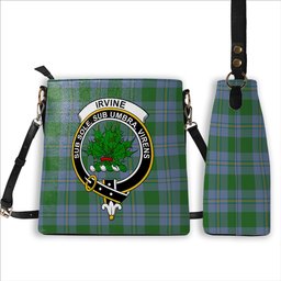 ScotsTee Shop Scottish Irvine of Bonshaw Ancient Crest Tartan Bucket Bag Ladies Shoulder Bag Midi
