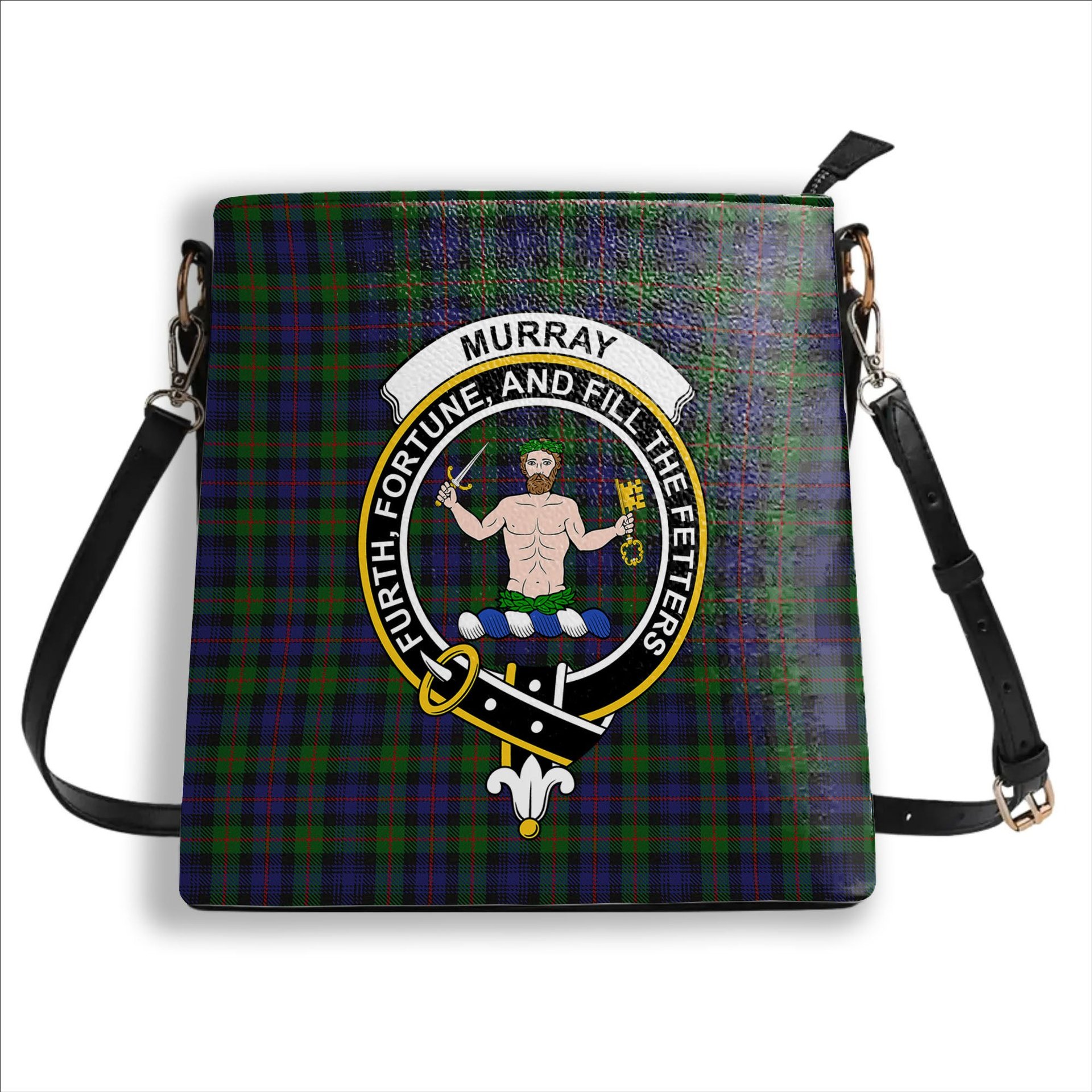ScotsTee Shop Scottish Murray of Atholl Crest Tartan Bucket Bag Ladies Shoulder Bag Midi