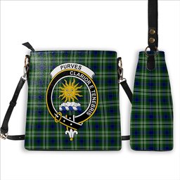 ScotsTee Shop Scottish Purves Crest Tartan Bucket Bag Ladies Shoulder Bag Midi