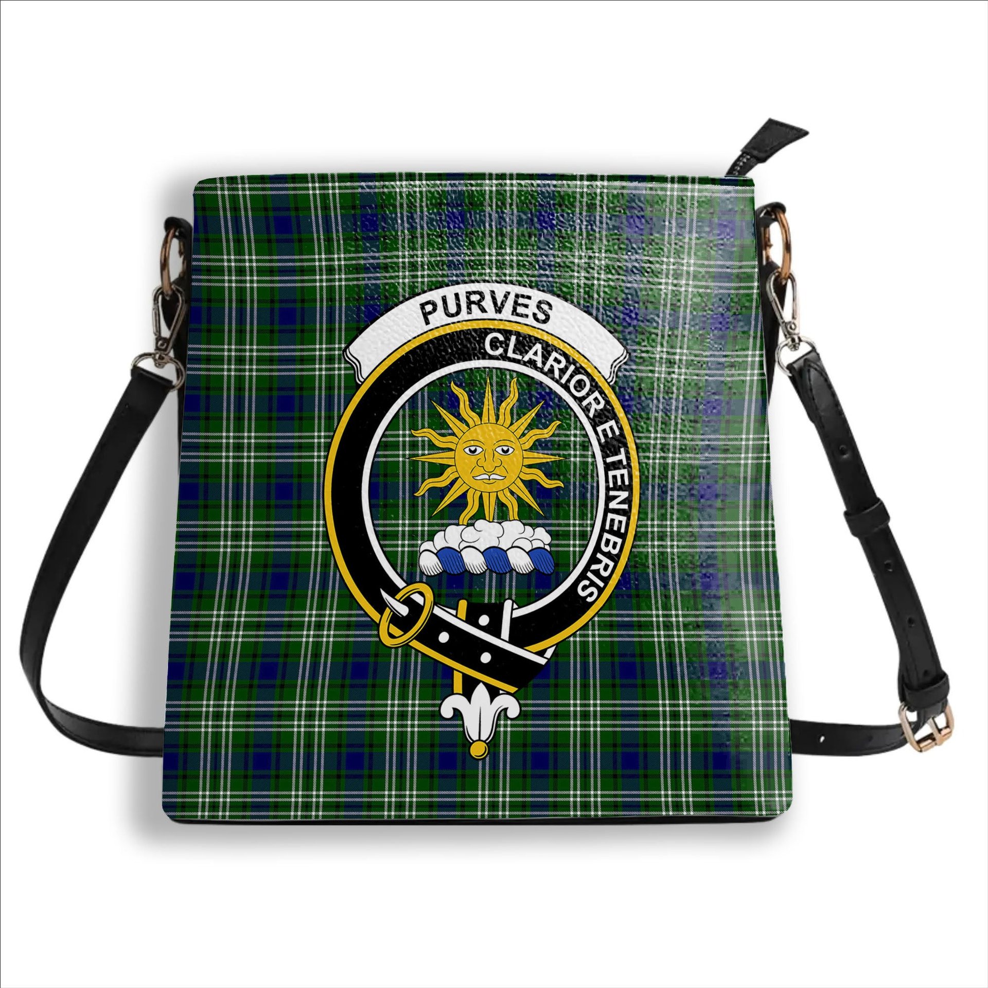 ScotsTee Shop Scottish Purves Crest Tartan Bucket Bag Ladies Shoulder Bag Midi