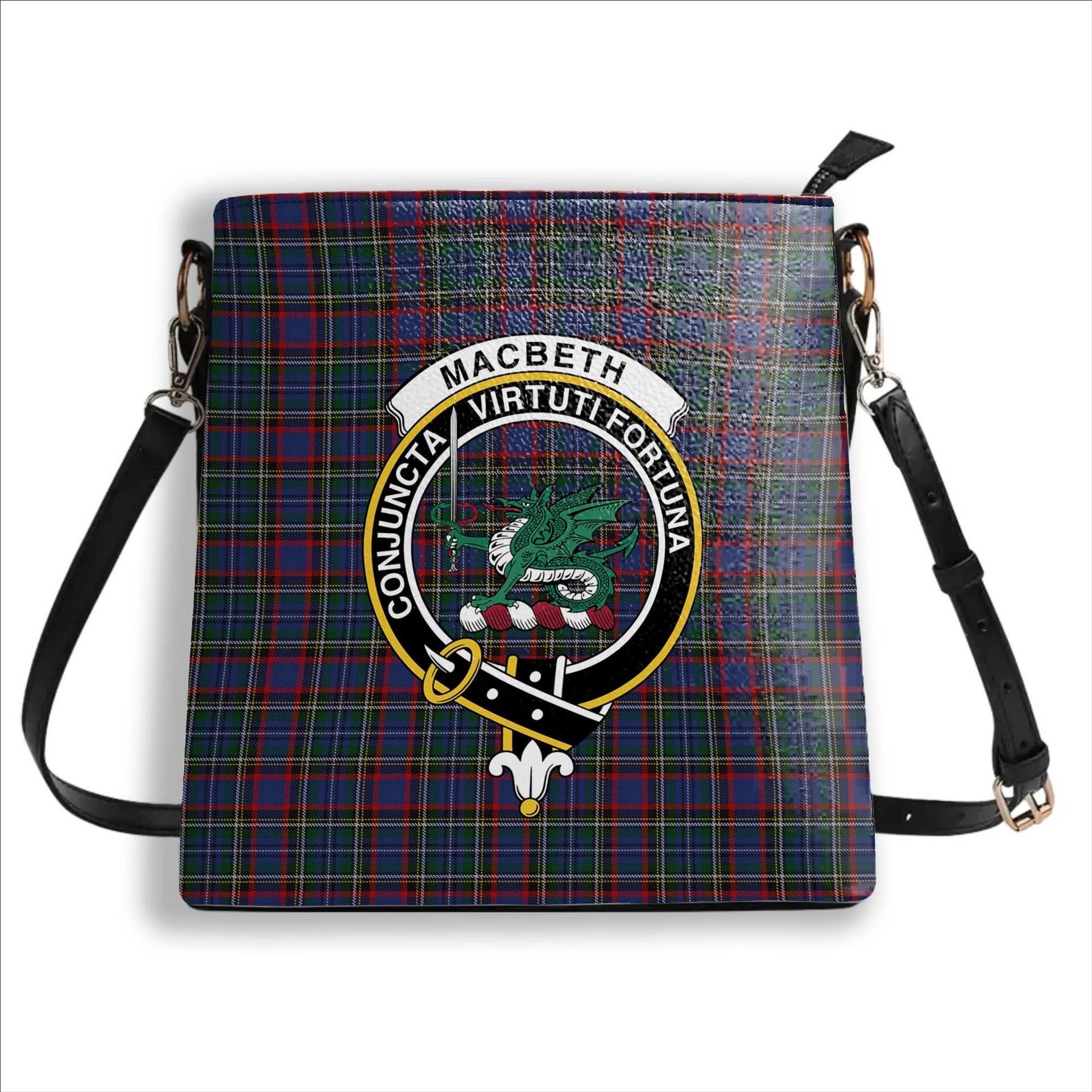 ScotsTee Shop Scottish MacBeth or MacLulich Crest Tartan Bucket Bag Ladies Shoulder Bag Midi