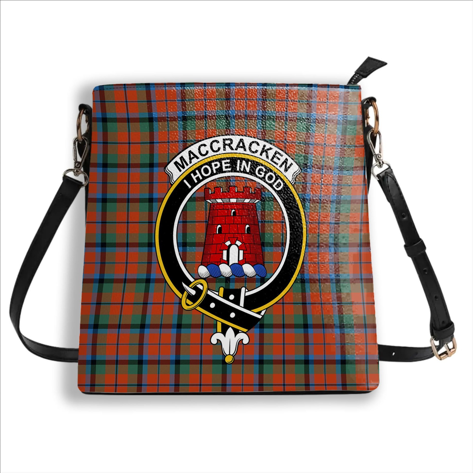 ScotsTee Shop Scottish MacCracken Ancient Crest Tartan Bucket Bag Ladies Shoulder Bag Midi