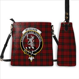 ScotsTee Shop Scottish Mcquain Crest Tartan Bucket Bag Ladies Shoulder Bag Midi