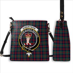 ScotsTee Shop Scottish Robertson of Struan Modern Crest Tartan Bucket Bag Ladies Shoulder Bag Midi