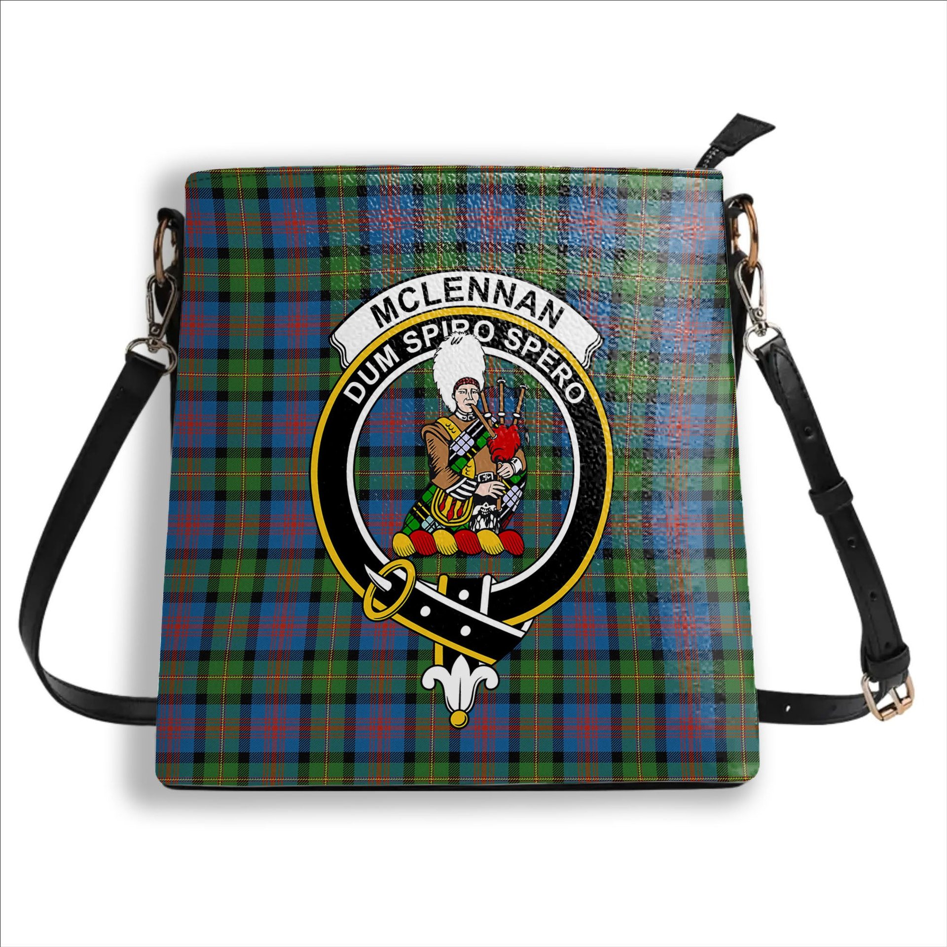 ScotsTee Shop Scottish McLennan Ancient Crest Tartan Bucket Bag Ladies Shoulder Bag Midi