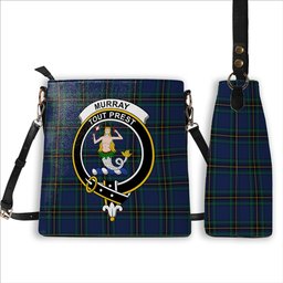 ScotsTee Shop Scottish Murray of Elibank Modern Crest Tartan Bucket Bag Ladies Shoulder Bag Midi