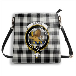 ScotsTee Shop Scottish MacFie Black & White Ancient Crest Tartan Bucket Bag Ladies Shoulder Bag Midi
