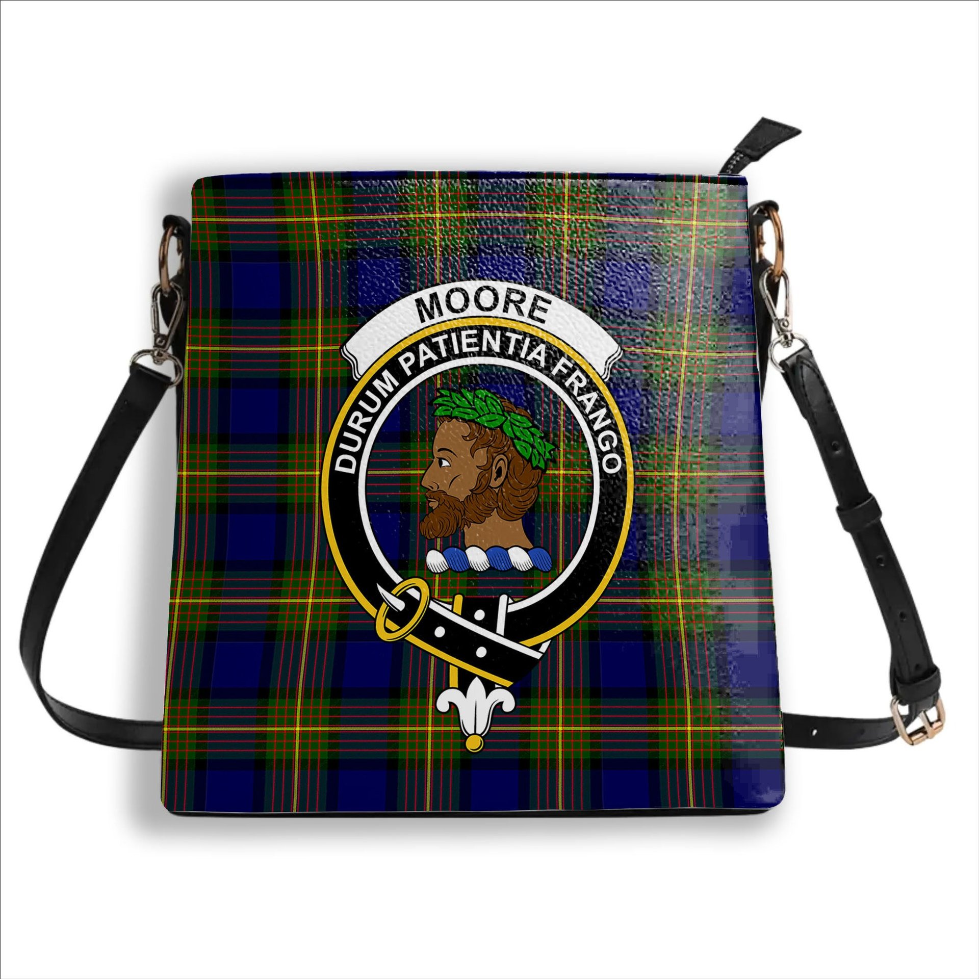 ScotsTee Shop Scottish Moore Crest Tartan Bucket Bag Ladies Shoulder Bag Midi