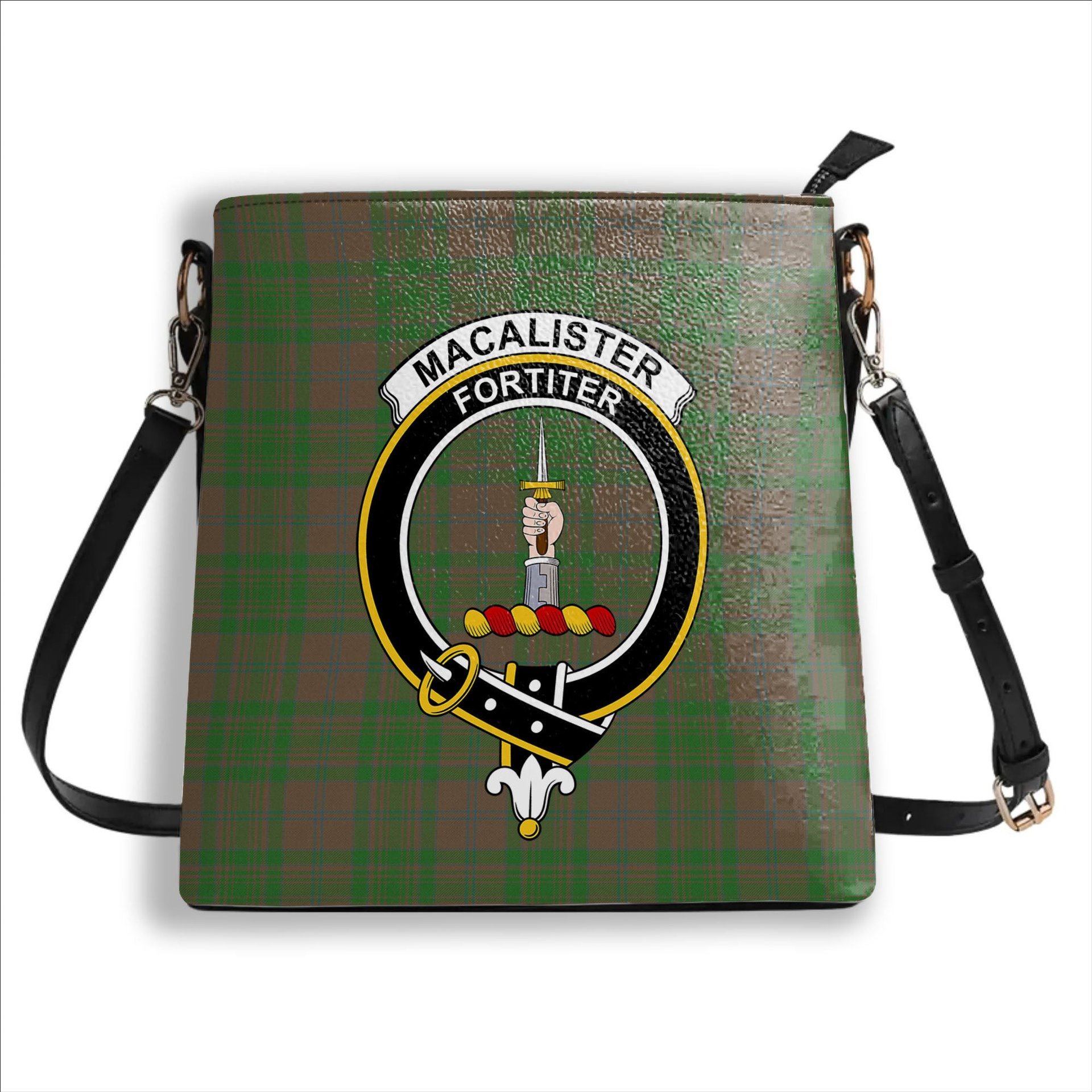ScotsTee Shop Scottish MacAlister of Glenbarr Hunting Ancient Crest Tartan Bucket Bag Ladies Shoulder Bag Midi