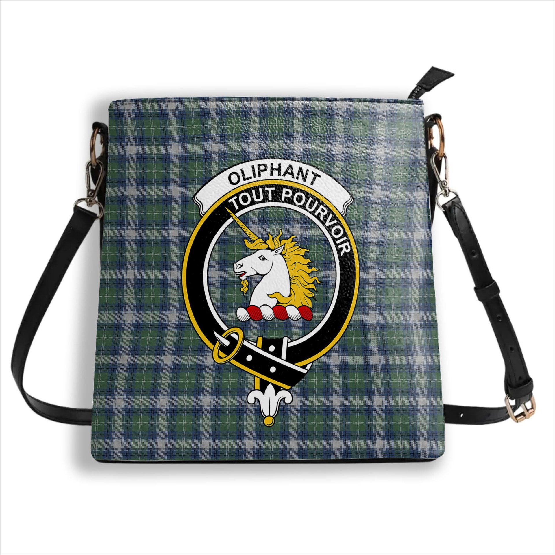 ScotsTee Shop Scottish Oliphant Dress Crest Tartan Bucket Bag Ladies Shoulder Bag Midi