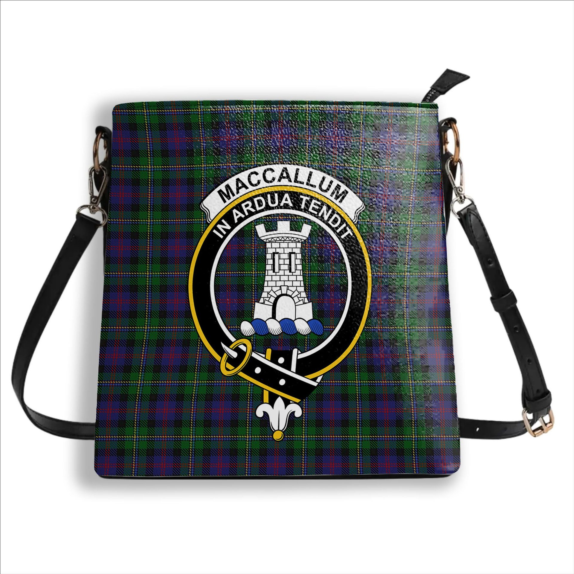 ScotsTee Shop Scottish MacCallum Crest Tartan Bucket Bag Ladies Shoulder Bag Midi