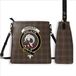 ScotsTee Shop Scottish Kennedy Weathered Crest Tartan Bucket Bag Ladies Shoulder Bag Midi