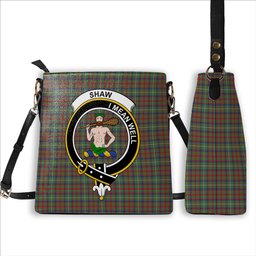 ScotsTee Shop Scottish Shaw Green Modern Crest Tartan Bucket Bag Ladies Shoulder Bag Midi