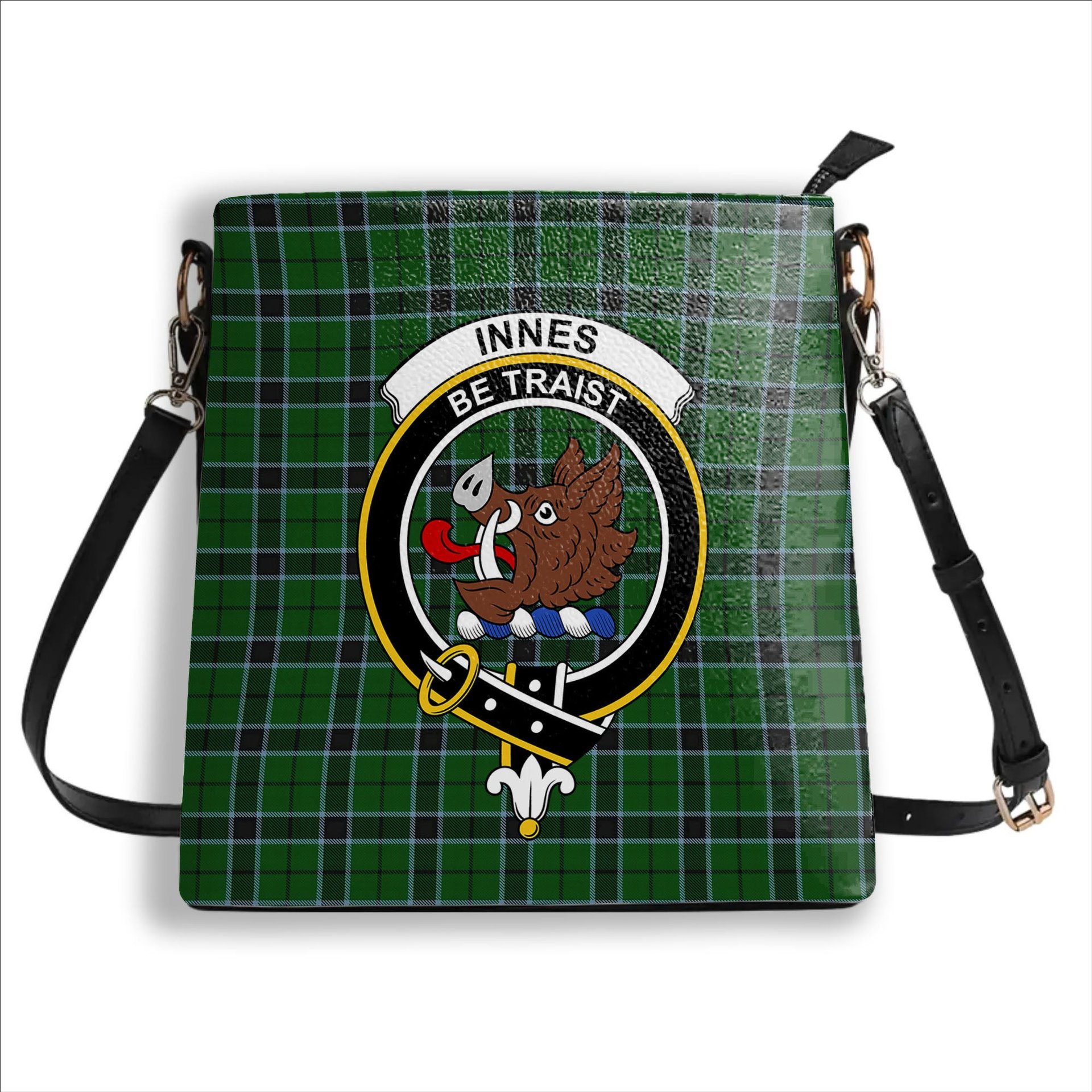 ScotsTee Shop Scottish Innes Hunting Crest Tartan Bucket Bag Ladies Shoulder Bag Midi