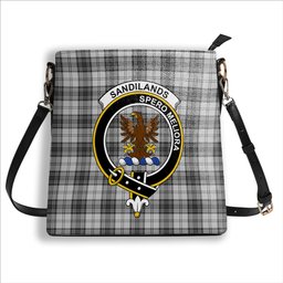 ScotsTee Shop Scottish Sandilands Grey Crest Tartan Bucket Bag Ladies Shoulder Bag Midi