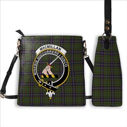 ScotsTee Shop Scottish MacMillan Hunting Modern SC Crest Tartan Bucket Bag Ladies Shoulder Bag Midi
