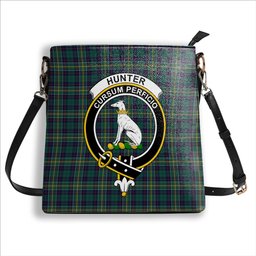 ScotsTee Shop Scottish Hunter of Hunterston Modern Crest Tartan Bucket Bag Ladies Shoulder Bag Midi