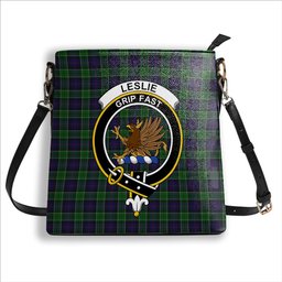 ScotsTee Shop Scottish Leslie Hunting Crest Tartan Bucket Bag Ladies Shoulder Bag Midi