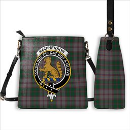 ScotsTee Shop Scottish MacPherson Gathering 1996 Crest Tartan Bucket Bag Ladies Shoulder Bag Midi