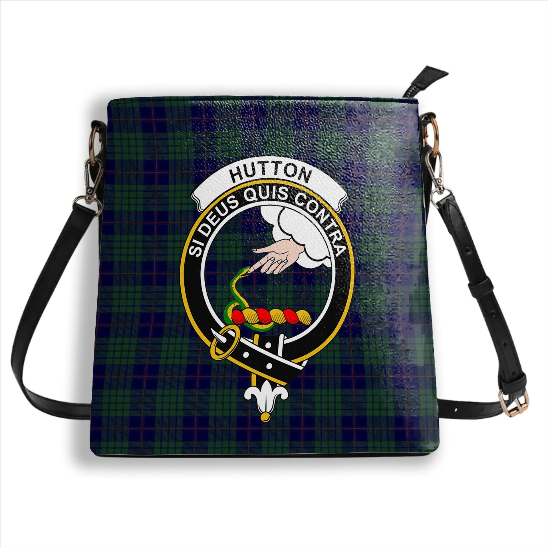 ScotsTee Shop Scottish Hutton Crest Tartan Bucket Bag Ladies Shoulder Bag Midi