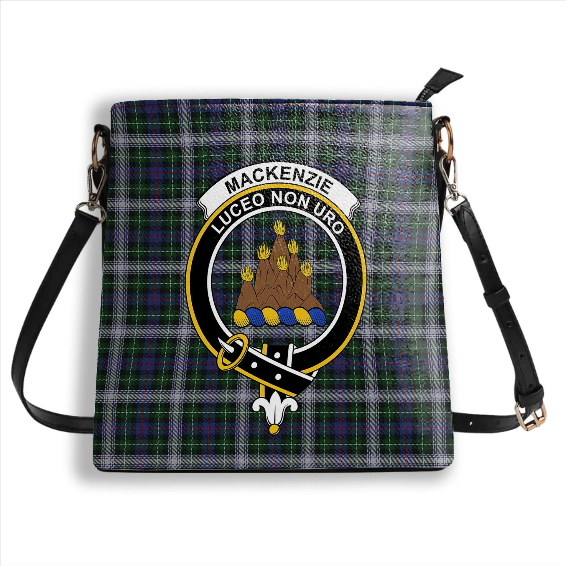 ScotsTee Shop Scottish MacKenzie Dress 2 Crest Tartan Bucket Bag Ladies Shoulder Bag Midi