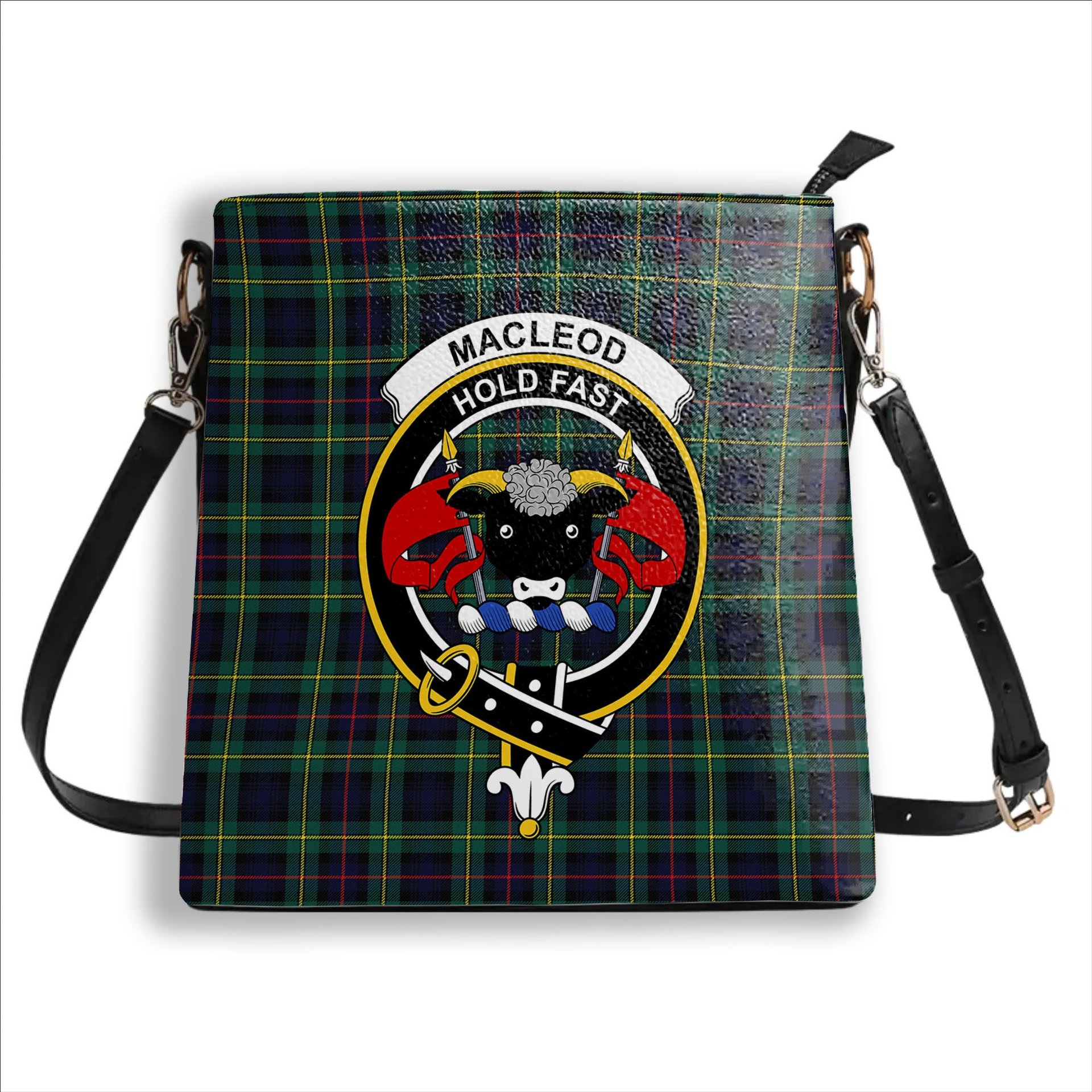 ScotsTee Shop Scottish MacLeod of Skye Modern Crest Tartan Bucket Bag Ladies Shoulder Bag Midi