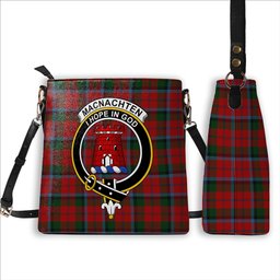 ScotsTee Shop Scottish MacNachten Crest Tartan Bucket Bag Ladies Shoulder Bag Midi