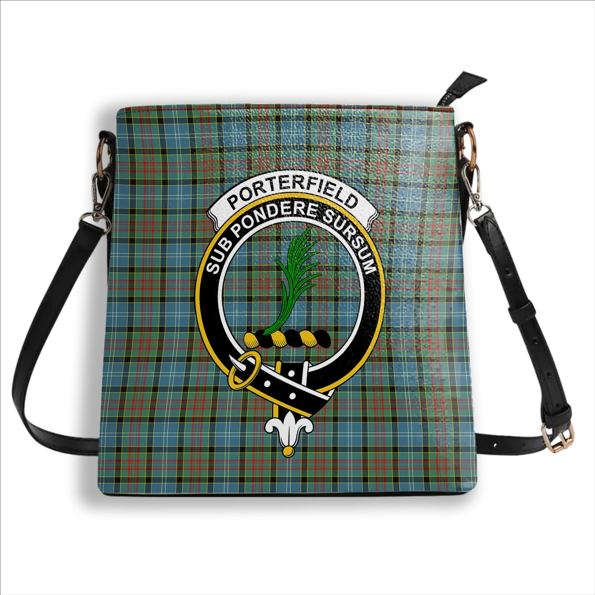ScotsTee Shop Scottish Porterfield Crest Tartan Bucket Bag Ladies Shoulder Bag Midi