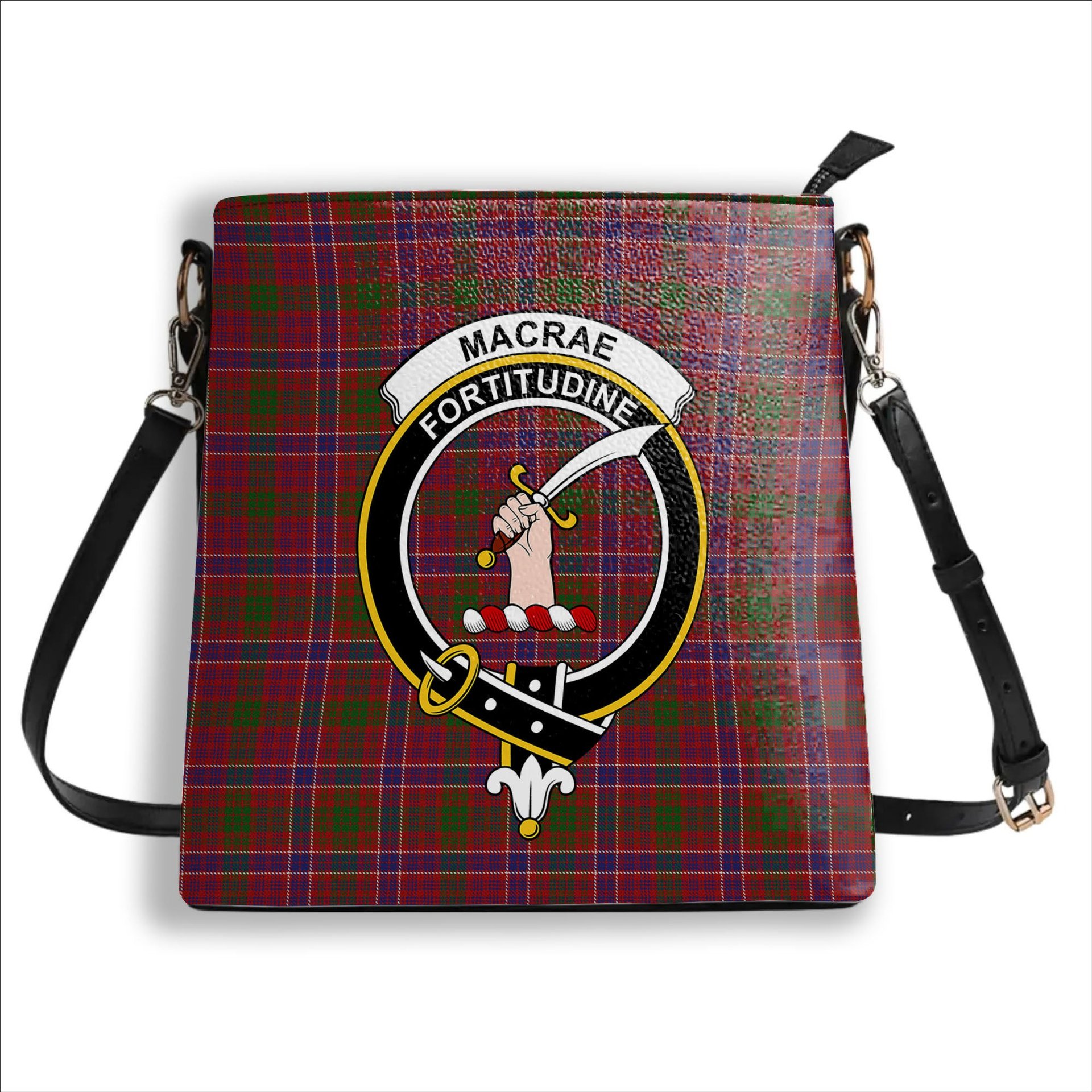 ScotsTee Shop Scottish MacRae Red Crest Tartan Bucket Bag Ladies Shoulder Bag Midi