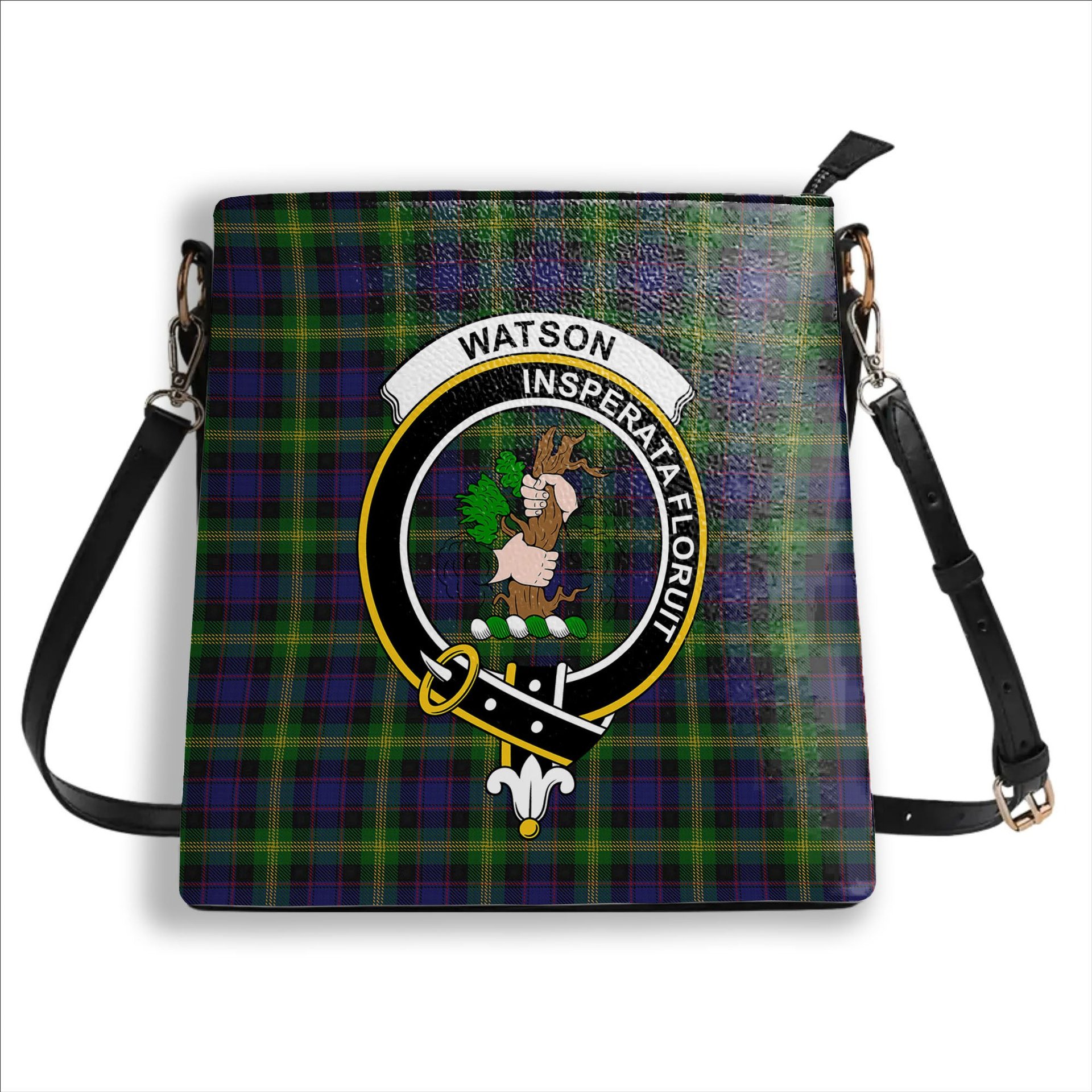 ScotsTee Shop Scottish Watson Crest Tartan Bucket Bag Ladies Shoulder Bag Midi