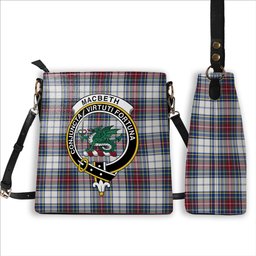 ScotsTee Shop Scottish MacBeth Dress Modern Crest Tartan Bucket Bag Ladies Shoulder Bag Midi