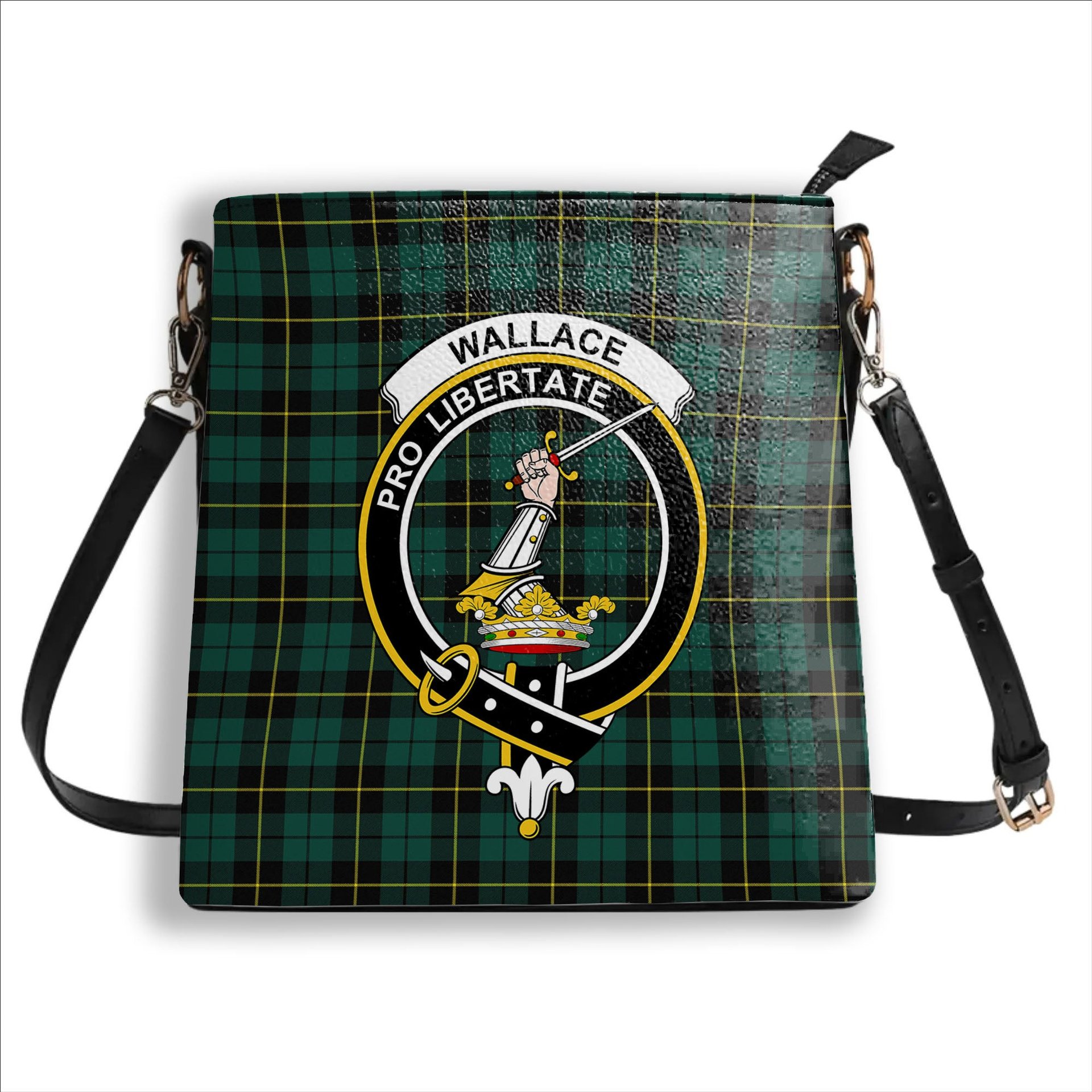 ScotsTee Shop Scottish Wallace Hunting Modern Crest Tartan Bucket Bag Ladies Shoulder Bag Midi