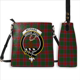ScotsTee Shop Scottish McPhail Blue Bands Crest Tartan Bucket Bag Ladies Shoulder Bag Midi