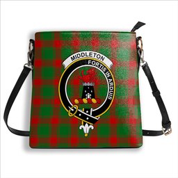 ScotsTee Shop Scottish Middleton Modern Crest Tartan Bucket Bag Ladies Shoulder Bag Midi