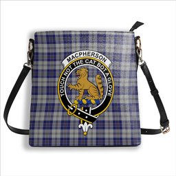 ScotsTee Shop Scottish MacPherson Dress Blue Crest Tartan Bucket Bag Ladies Shoulder Bag Midi