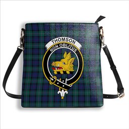 ScotsTee Shop Scottish Thomson Modern Crest Tartan Bucket Bag Ladies Shoulder Bag Midi