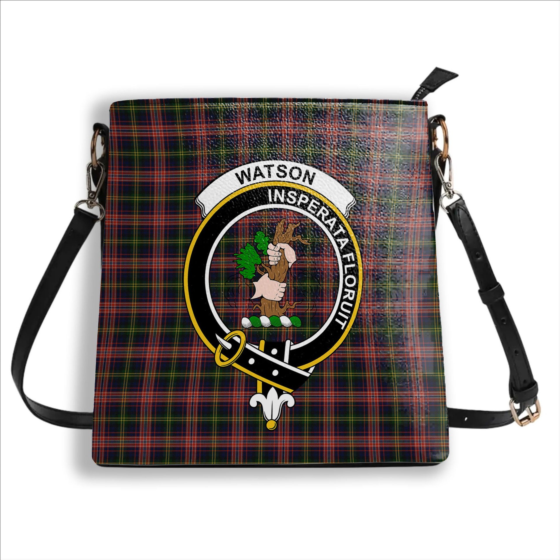ScotsTee Shop Scottish Watson Kirby Crest Tartan Bucket Bag Ladies Shoulder Bag Midi