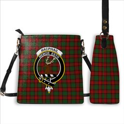 ScotsTee Shop Scottish MacPhail Crest Tartan Bucket Bag Ladies Shoulder Bag Midi