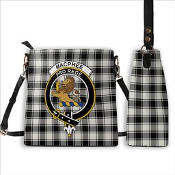 ScotsTee Shop Scottish MacPhee B&W Ancient Crest Tartan Bucket Bag Ladies Shoulder Bag Midi