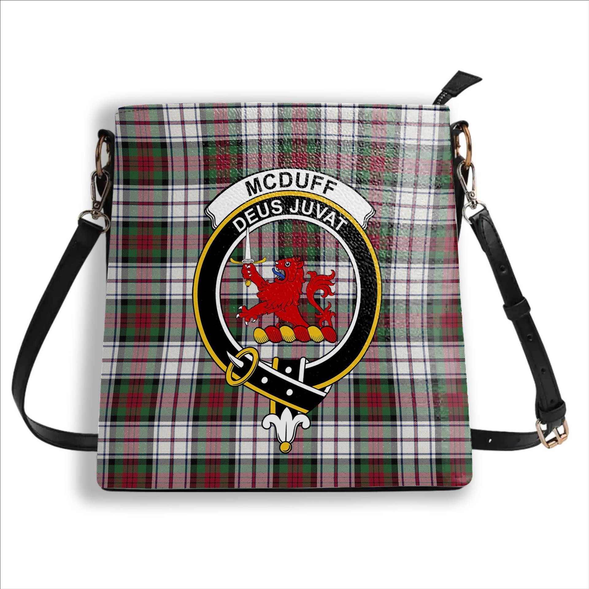 ScotsTee Shop Scottish McDuff Dress Modern Crest Tartan Bucket Bag Ladies Shoulder Bag Midi